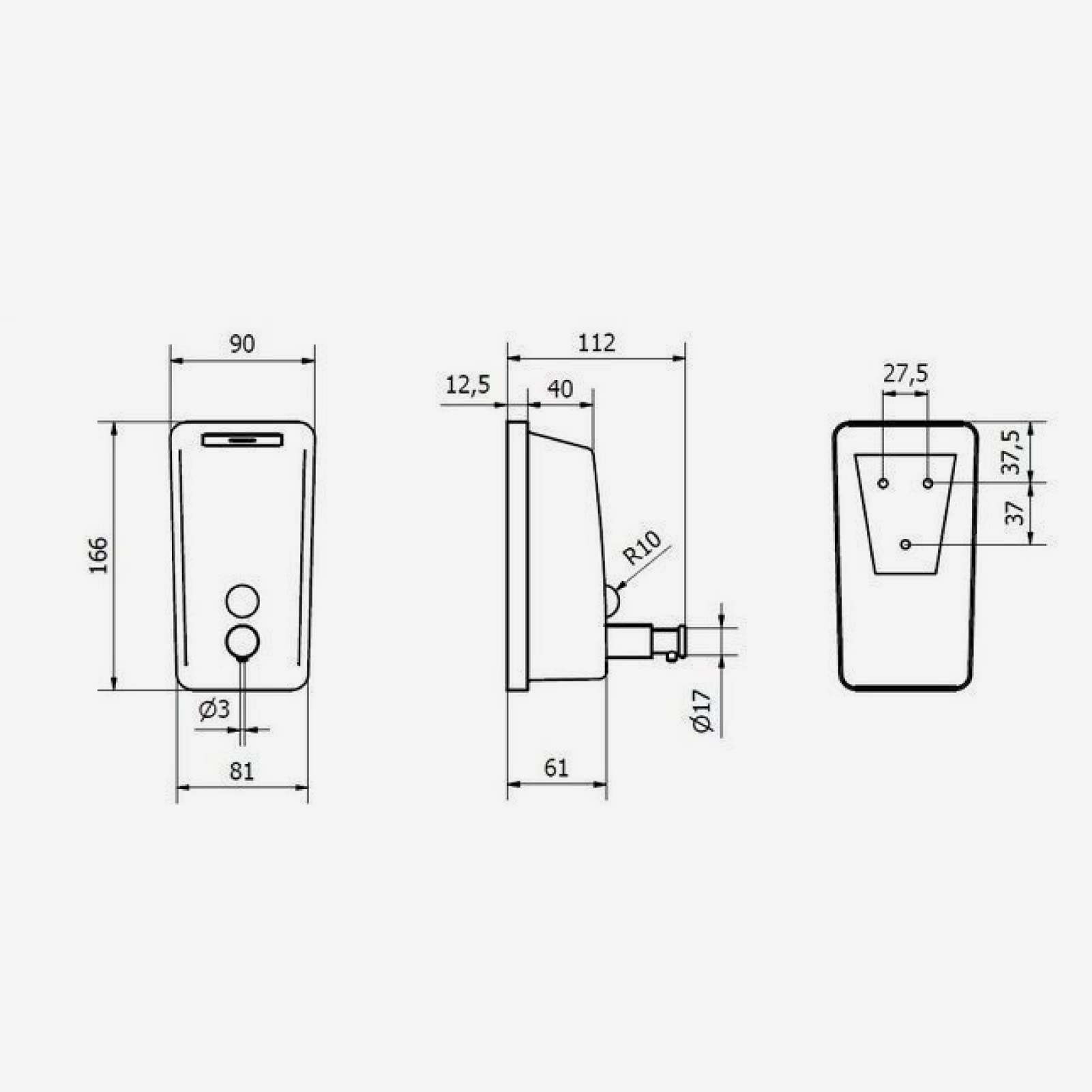 Jofel - Distributore di sapone a parete, ricaricabile con 0,5 l di sapone liquido, distributore verticale di sapone per il bagno, valvola antigoccia e anticorrosione, Classic ALL1006