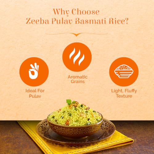 Image of Zeeba Pulav Basmati Rice 5 Kg, Fluffy-Non Sticky, ideal for every Pulav recipe (Cooked length upto 15mm*)