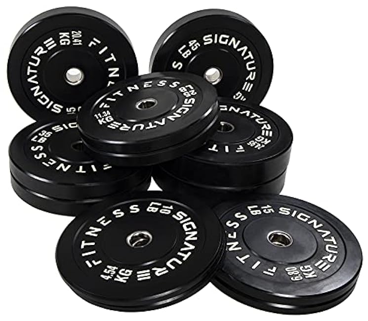 2 Olympic Bumper Plate Weight Plates with Steel Hub, 10LB, Pair, Black, Updated