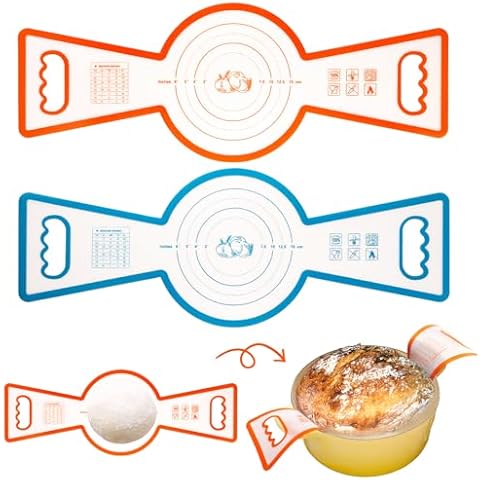 Silicone Bread Sling for Dutch Oven, 2Pcs Bread Baking Mat, 0.7mm Sourdough Bread Baking Supplies, Upgraded Bread Sling with Long Exclusive Handle for Kitchen Cooking, Baking, Microwave Roasting Cover