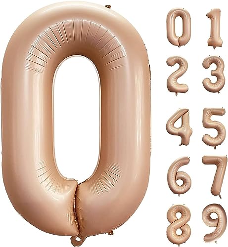 Image of Atpata Funky #0 Elegant Caramel Colour JUMBO 40 INCH Number Balloons Set | 0 to 9 Digit Shapes | Decorative Balloons for Milestones & Celebrations