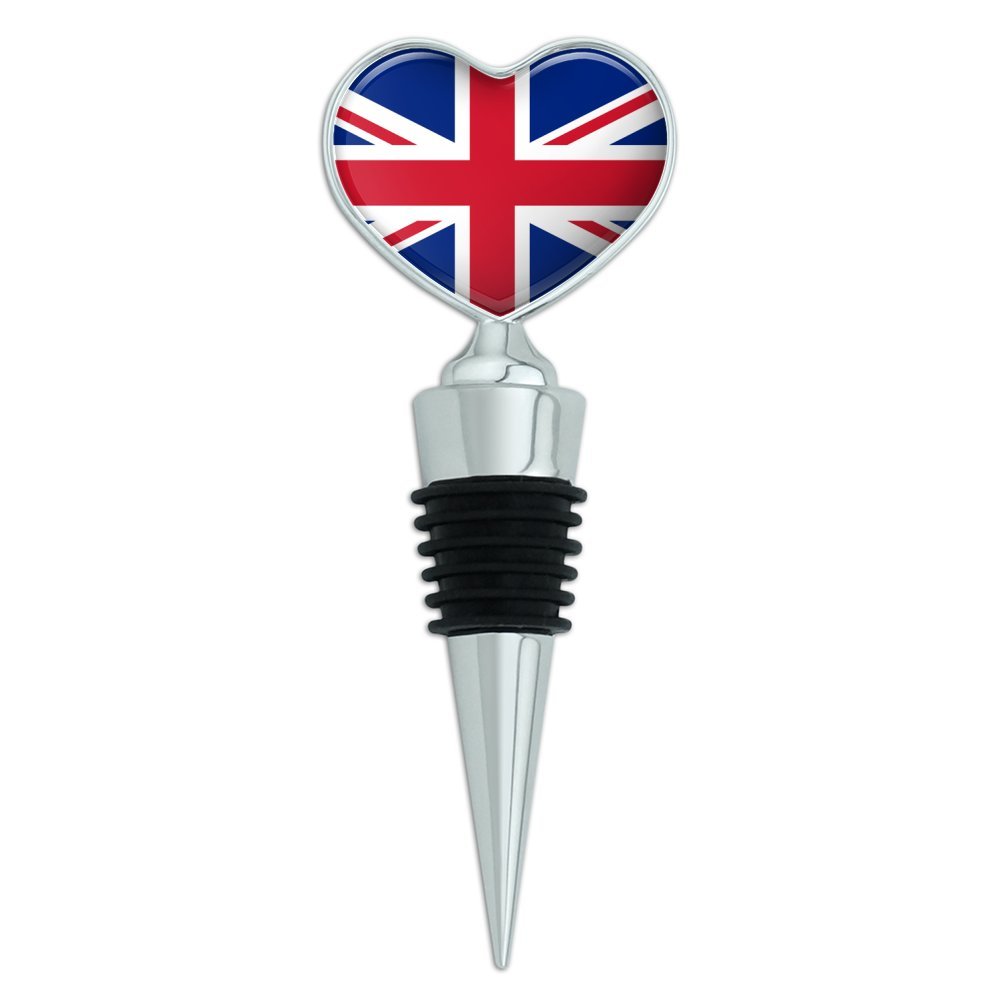 United Kingdom Great Britain Union Jack Country Flag Heart Love Wine Bottle Stopper