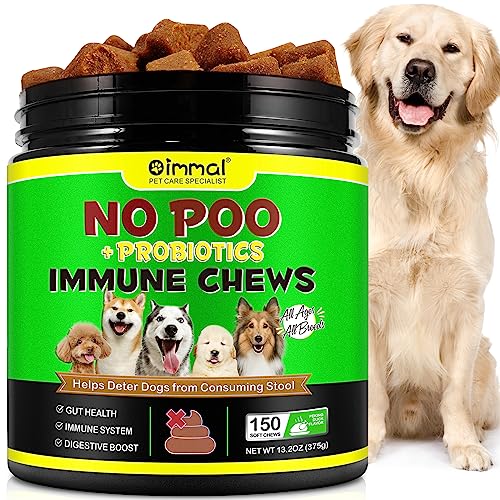 No Poo Chews for Dogs, No Poo Treats for Dogs, Stop Poop Eating, Coprophagia Stool Eating Deterrent & Prevention, Probiotics & Digestive Enzymes, Digestive Health & Immune Support – 150 Chews