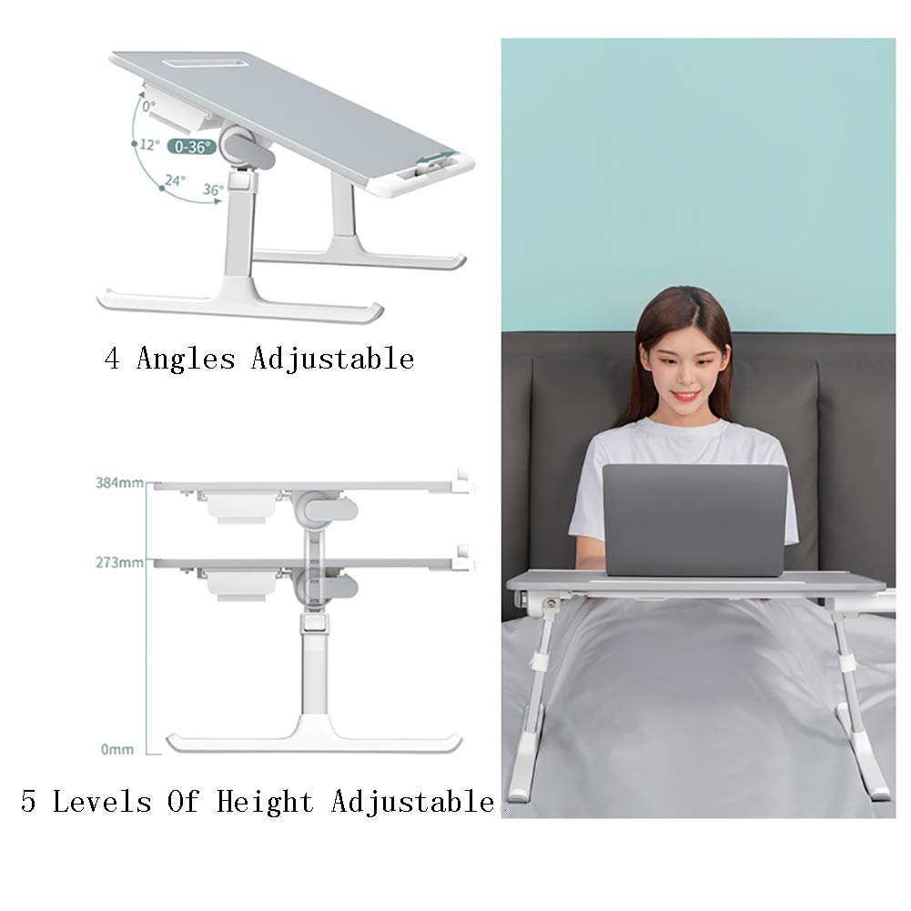 Supporto per Laptop Regolabile,Supporto PC Portatile Pieghevole Tavolo per PC,tavolino per Pc,Standing Desk,per Divano, Letto, Ufficio E Picnic