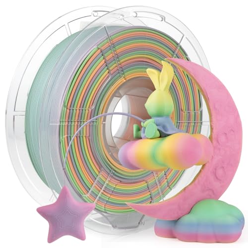 Image of IEMAI Matte PLA Filament 1.75mm Rainbow 1kg, Fast Color Change 3D Printer Filament Up to 600mm /s Printing, Toughness & Neatly Wound for DIY, Artistic & Home Decor