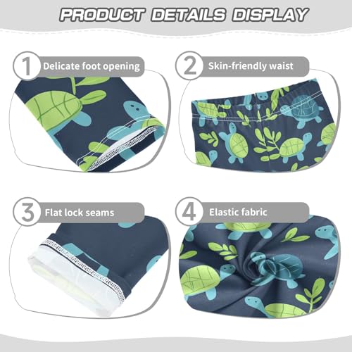 Cute Turtle Girls' Leggings Toddler Doodles Blue Kids Yoga Pants Dance Active Tights 4T3