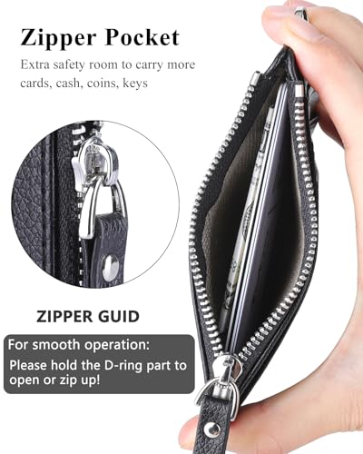 Teskyer Slim Card Holder Wallet with Zip Pocket, RFID Blocking, Total 9 Compartments Large Capacity, 3.5" x 4.7" (Slight Larger Than Usual), Faux Leather - Black3
