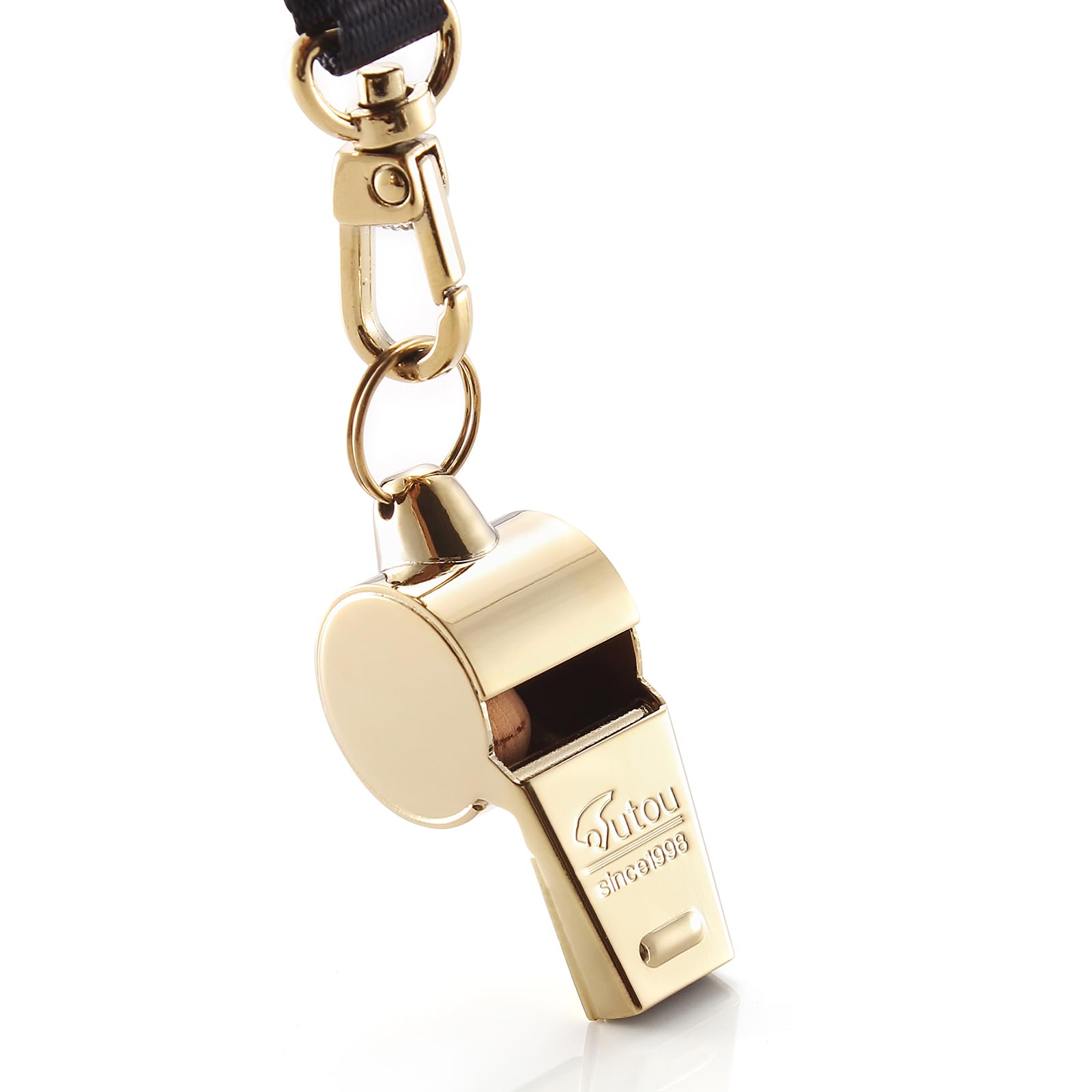 HUTOU L4820 Whistle, Brass Coach Sports Whistle with Lanyard, Loud Crisp Sound Whistle Ideal for Coaches, Referees, and Officials