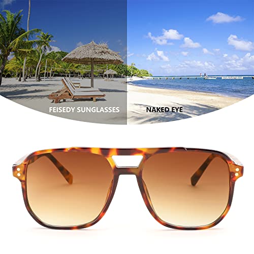 FEISEDY Retro Square Aviator Sunglasses Women Men 70s Vintage Trendy Plastic Frame Sun Glasses B28354