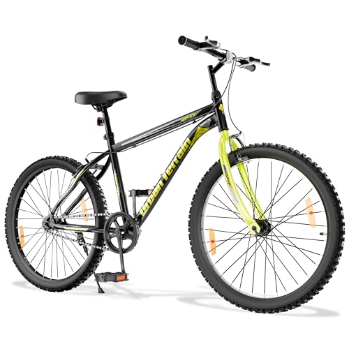 Image of Urban Terrain Galaxy High Performance Steel Mountain Cycles for Men with Rigid Fork and Complete Accessories MTB Bike 24T Single Speed Cycle by Cult | Ideal for 9-13 Years, Frame Size : 14 inch, Black