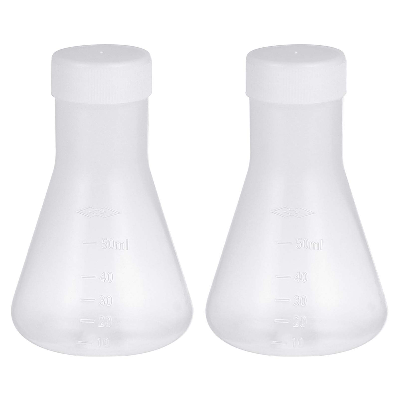 Buy iplusmile 5 Pcs 50ml Plastic Erlenmeyer Flask with Lid NarrowMouth