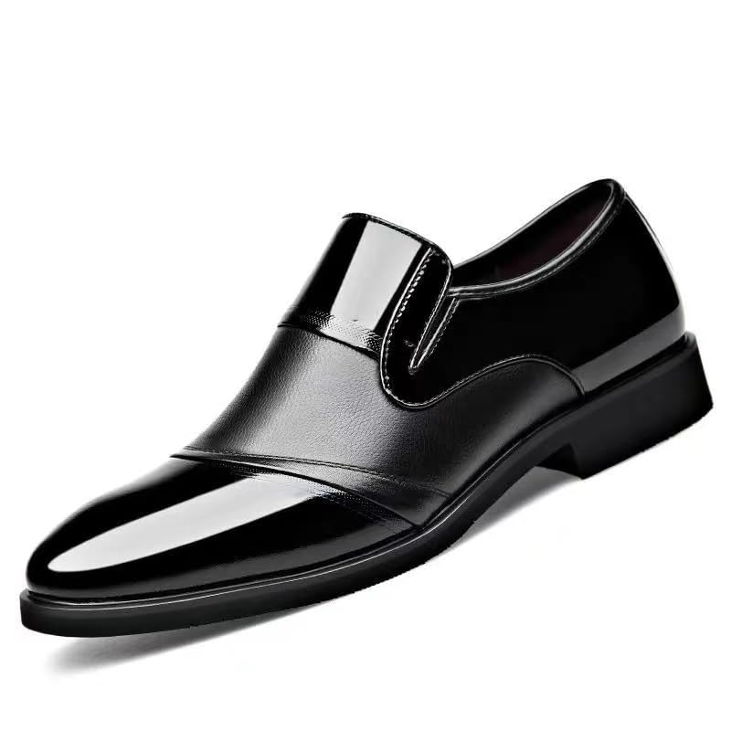 Dress Oxford for Men Slip On Round Toe Solid Color Vegan Leather Low Top Anti-Slip Non Slip Block Heel Outdoor