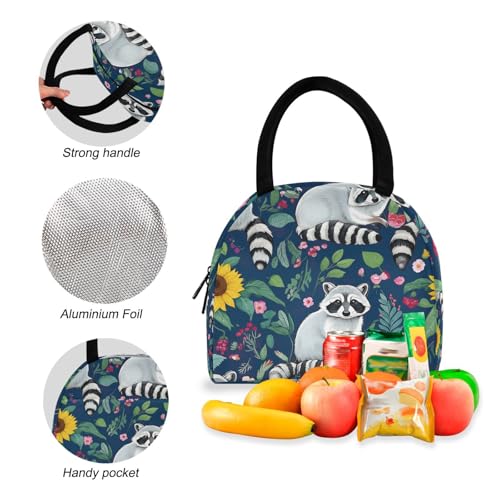Lunchbox Backpack Waterproof Lunch Bag, School Backpack with Lunch Box, Cute Raccoons4