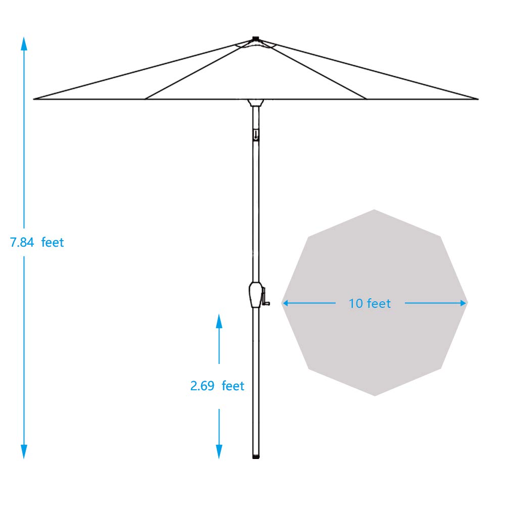 Amazon Com Tempera Patio Umbrella 10ft Outdoor Garden Table Umbrella With Crank And Auto Tilt 8 Ribs In 200g Olefin Chili Garden Outdoor