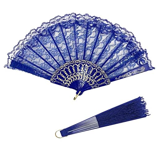 Abanico Bordado de Encaje Vintage de Mano Chino, Ventilador Plegable de Novia para Decoración de Fiesta Boda y Baile Flamenco (AZUL) | Ya disponible en tu tienda friki favorita! En mundofriki.es!