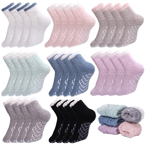 Image of Tergy 6 /20 Pairs Fuzzy Socks Soft Cozy Fluffy Warm Winter Sleep Plush Bed Microfiber Slipper Fleece Socks for Women