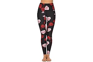 Women's High-Waisted Rose Leggings with Pockets: Ultimate Comfort for Active Lifestyles