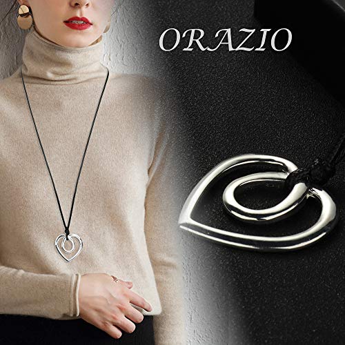 Orazio 6 Pcs Long Pendant Necklaces For Women Fashion Jewelry Simple Long Feather Leaf Heart Turquoise Costume Y Necklace Womens Statement Long Necklace Set Boho #TOP20