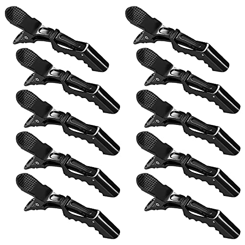 12 Piezas pinzas de pelo para peluquería,Plástico Cocodrilo Pelo Styling,Clips-sectioning hair-non-slip Profesional para Decorar y Cabello Estilismo de Salón DIY Accesorios,Negro.