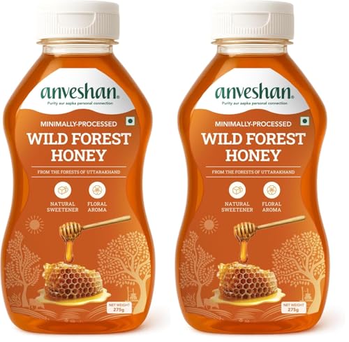 Image of Anveshan WILD FOREST HONEY (SQUEEZY) - 275g | Minimally Processed | Easy to Use| 100% Pure and Natural| Raw, Unprocessed & Unpasteurized Honey | Good for Heart Health (Pack of 2)