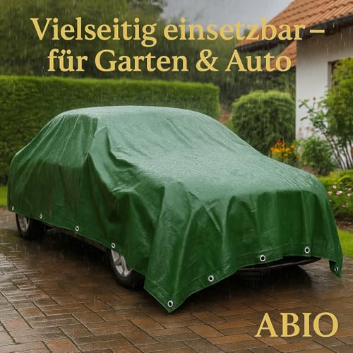 Abio Abdeckplane 3x7m Grün 100g/m² Wasserdicht mit Ösen Plane Gewebeplane Tarp Schutzplane für Haus & Garten Holz Gartenmöbel Camping Haus