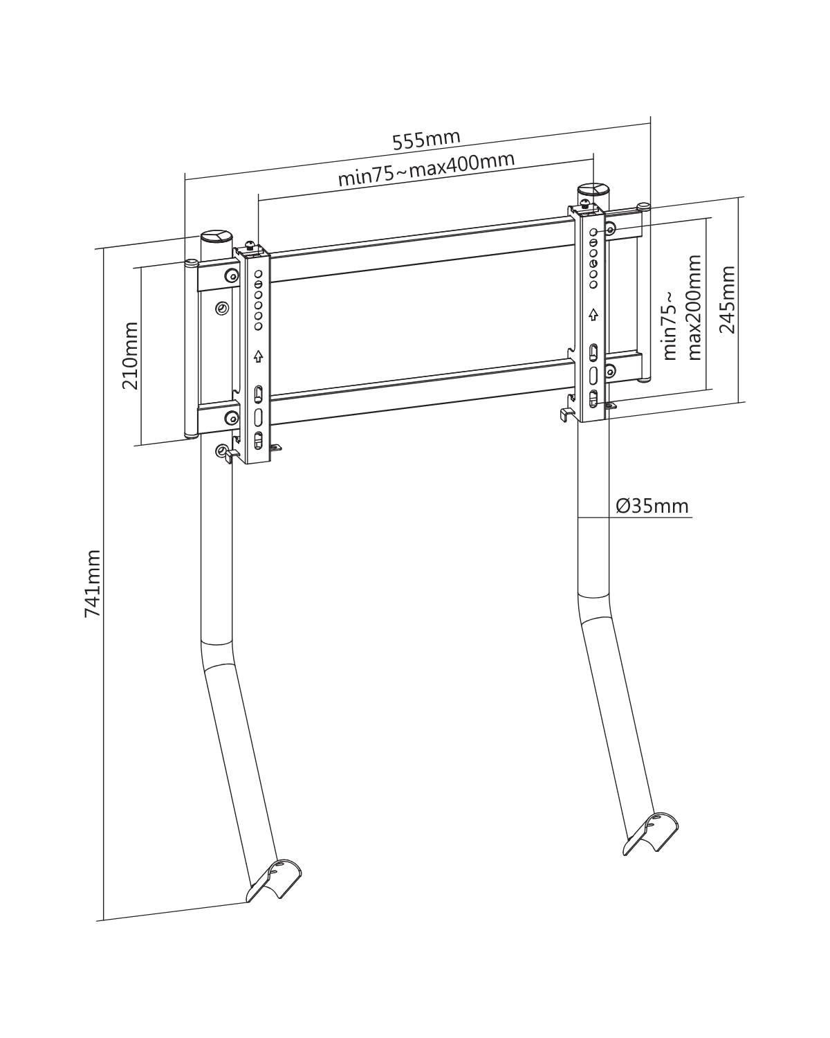 Supporto Monitor Per Simulatore Di Guida, Compatibile Con Sedie Da Corsa Ranqer, Regolabile 10°, Per TV 32-50'', Metallo Nero Con Rivestimento Antigraffio E Viti Incluse