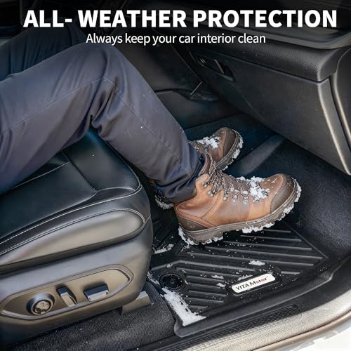 Image of YITAMOTOR Floor Mats for Jeep Grand Cherokee 2026-2022 All Weather Car Mats | Full Set (Include 4xe NOT for L or WK), Custom Fit TPE Rubber Mat, Cherokee Accessories, Anti-Slip Floor Liners Set, Black