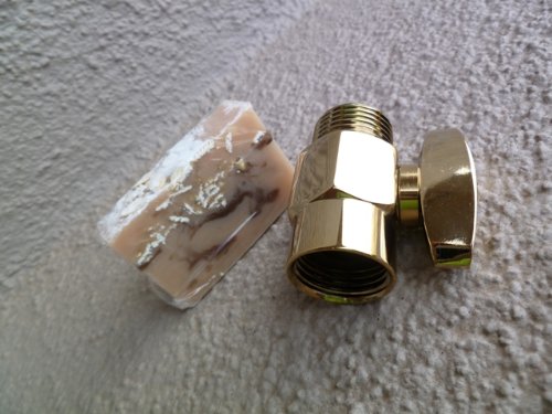 Brass Shower Flow Control Valve with Handmade Soap (2 Piece Bundle) - Titanium Gold