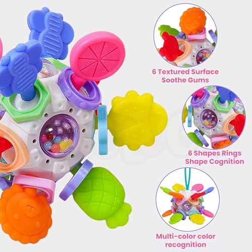 Image of Kidology Baby Teether Silicone Ball Toy for 6-12 Months Babies, Multiple Sensory Teething Ball, Infant Rattles Developmental Toys Gifts for 1 2 Year Old Boys Girls, teether Toys for Babies, Toddlers