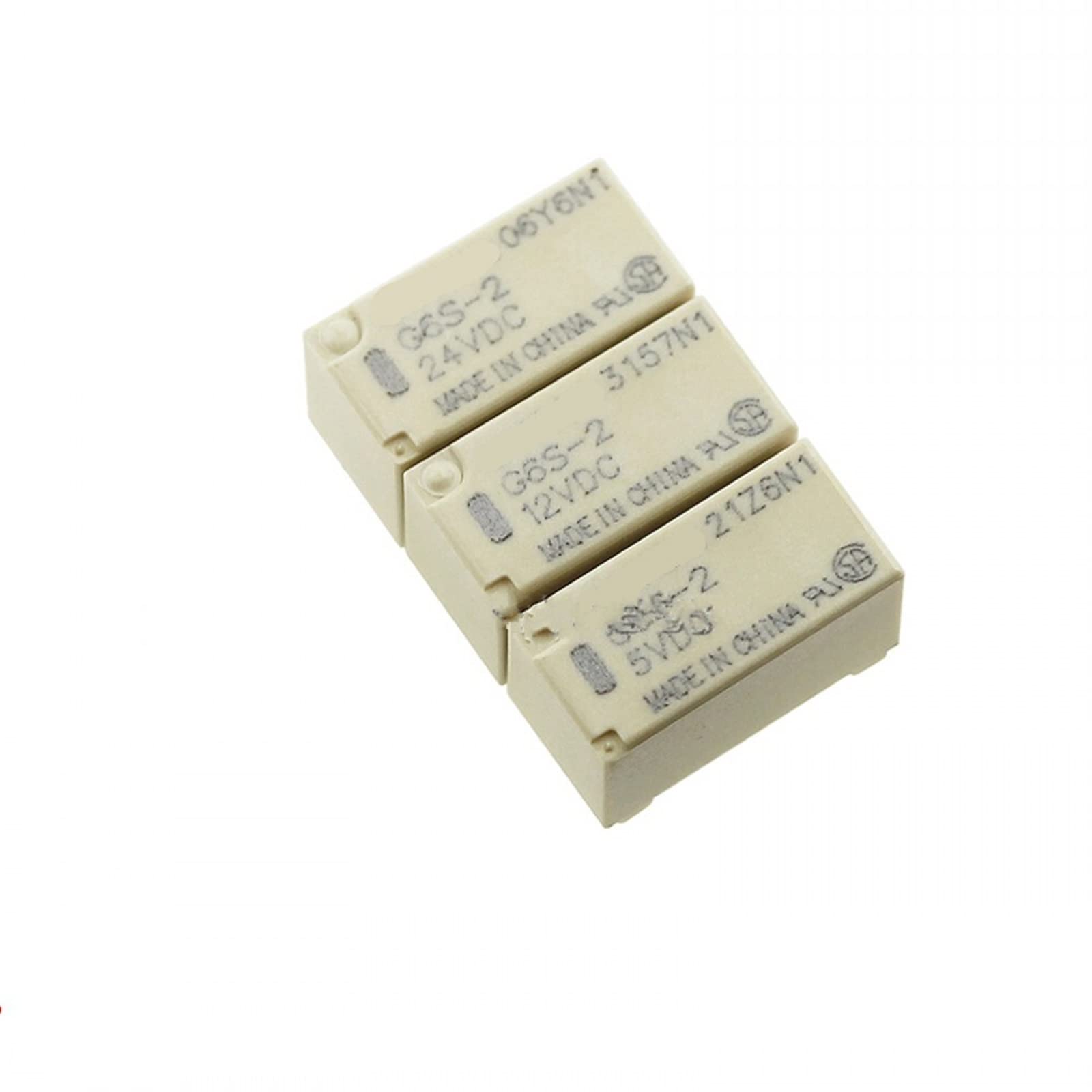 Aqhyebnsr One Color 10Pcs G6s-2-Dc5v G6s-2-12Vdc G6s-2-24Vdc Dc5v/12V/24V Pcb Mount 2-Pole 8Pin Mini Signal Switch Relay(24V)