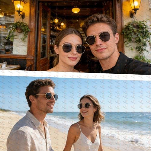 Image of Kursan Small Round Metal Polarized Sunglasses for Men Women Mirrored Lens Classic Circle Sun Glasses