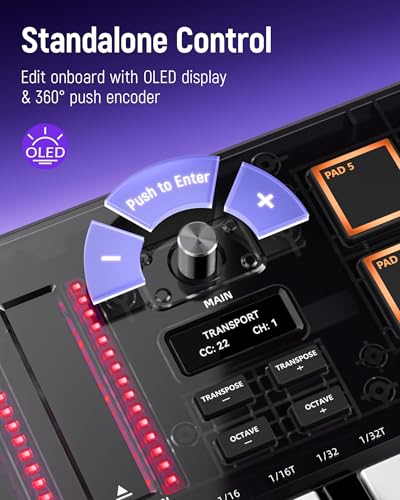 Contrôleur de clavier MIDI USB Synido TempoKEY avec écran OLED net