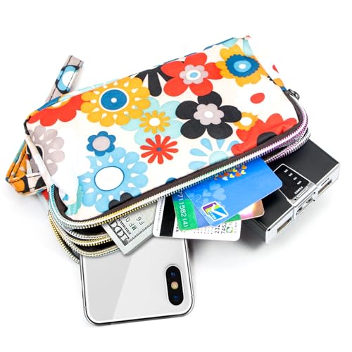 biaotie large capacity wristlet wallet - women printed nylon waterproof handbag clutch purse