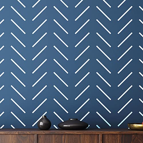Stencilogy® / Thames - 24" X 40" Xl Wall Stencil, Herringbone Minimal, Large Allover Wall Stencils For Painting, Stencils For Walls, Scandinavian Stencil Pattern #TOP6