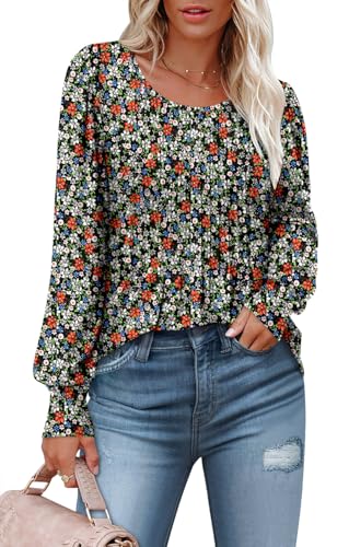 BETTE BOUTIK Long Sleeve Shirts for Women Fall Tops Dressy Blouses Crewneck Tunic Tops for Leggings S-3XL