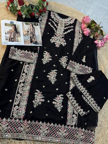 Costume pakistanais brodé Georgette 398x haute qualité