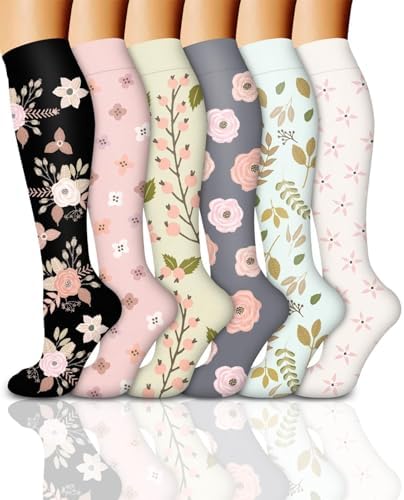 6 Pairs Travel Compression Socks, Sock for Ladies and Pregnancy L...