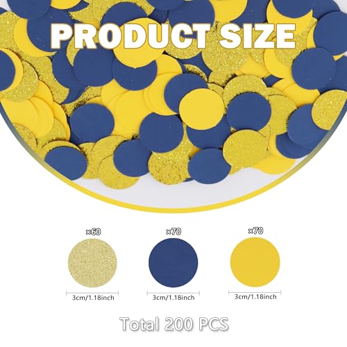 Image of 200Pcs Glitter Blue Yellow Gold Table confetti,Paper Circle Dots Confetti for Birthday Party Halloween Bachelorette Wedding Baby Shower Graduation Decorations