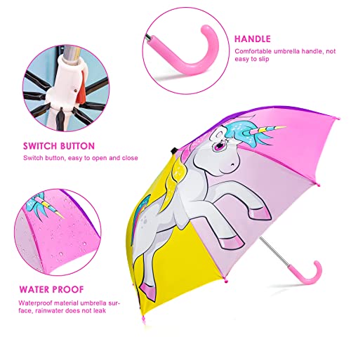 Eaone Kids Umbrella, Windproof Auto Open Stick Umbrellas For Rain Toddler Girls Boys Gifts #TOP2