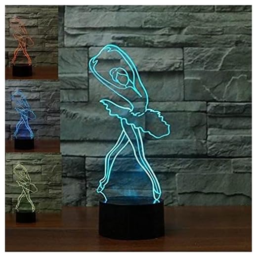 oppje Ballerine Ballet Fille Abstractive 3D Illusion d'optique Effet d'éclairage coloré Interrupteur Tactile Alimenté par USB LED Décoration Veilleuse Lampe de Bureau Anniversaire Noël Saint Valentin