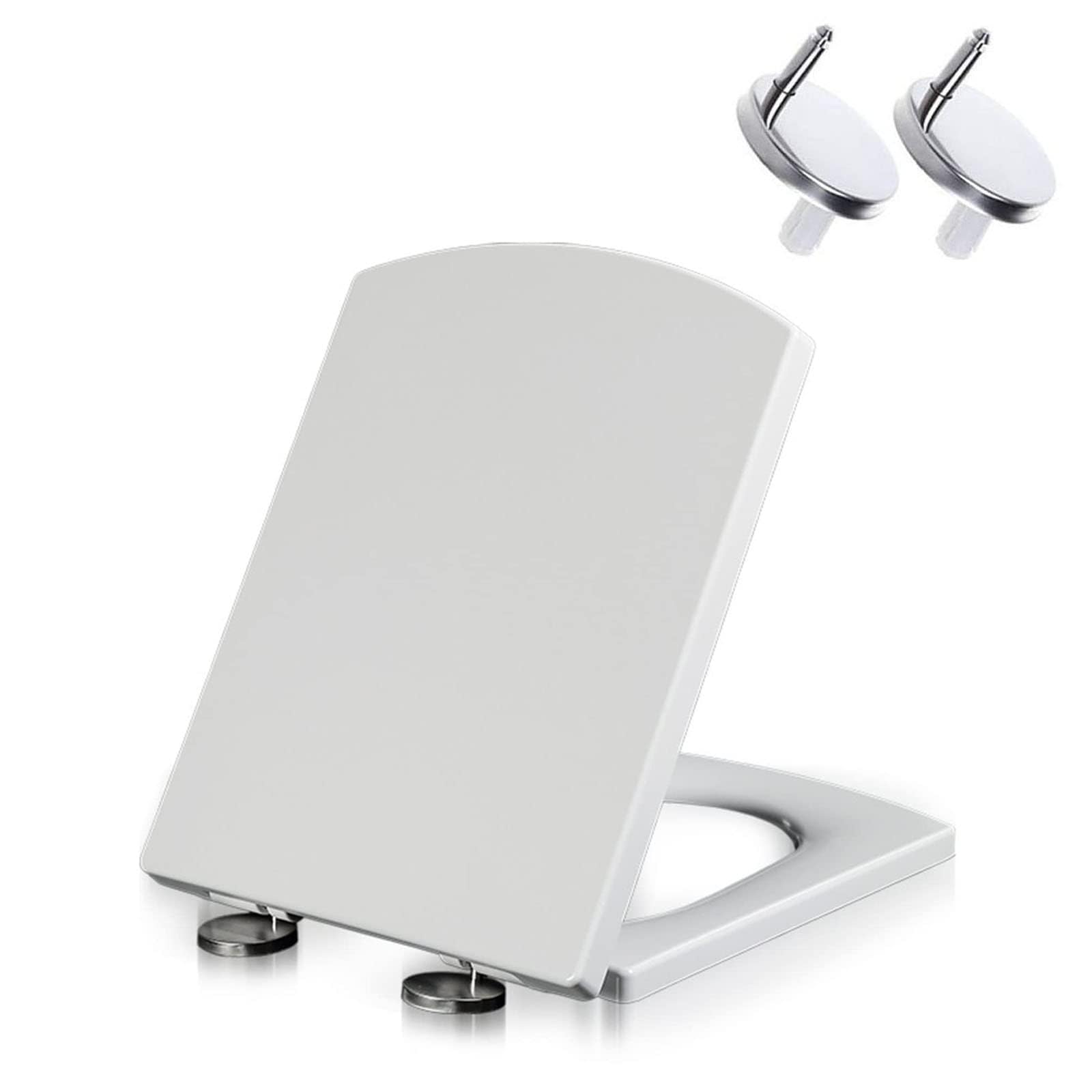 Brigtviee Yellow Square Toilet Seat Soft Close,Standard Toilet Seats Pp Material Rectangle Type Thicken Multifunctional Quiet Close Detachable Bathroom Accessories