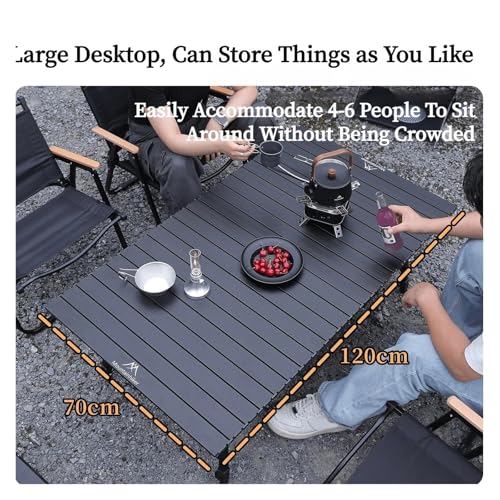 Table camping 120cm portable noire pour repas en plein air - 5