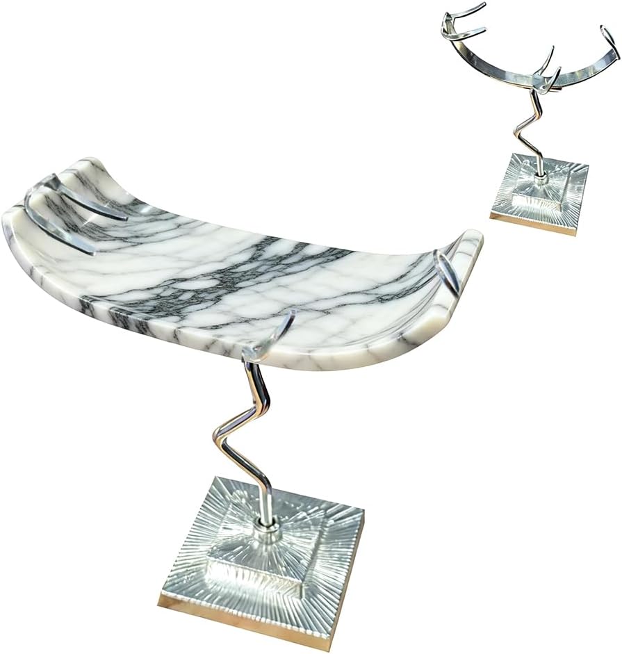 Crystal Display Holder, Moon Shaped Small Rock Display Stand Decorative Metal Crystal Ball Holder for Gemstones Geodes Rocks Marbles Home Office Decor, 4.45x1.93x4.53 Inches, Platinum