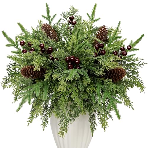 40 Pcs Christmas Artificial Pine Branch Pinecones...