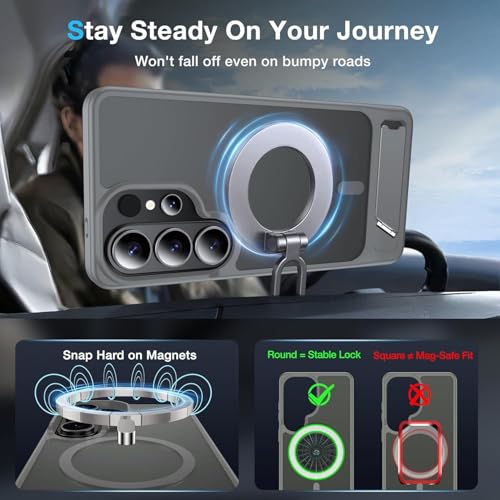 Image of Elzzi Magnetic Magsafe for Samsung Galaxy S26 Ultra Case [Compatible with MagSafe][Full Camera Protection][Built-in Invisible Kickstand] Translucent Matte Phone Back Cover - Grey