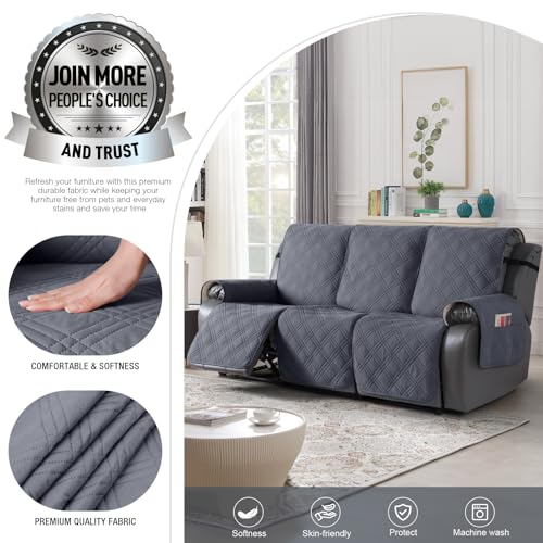 Taococo Waterproof Recliner Sofa Cover Couch Cover For Reclining Couch 3 Seat Non-Slip Split Sofa Slipcover 3-Pieces With Straps thumb #1