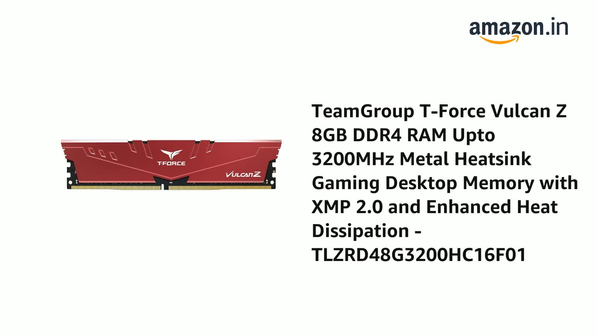 TeamGroup T-Force Vulcan Z 8GB 3200MHz DDR4 UDIMM Desktop Gaming