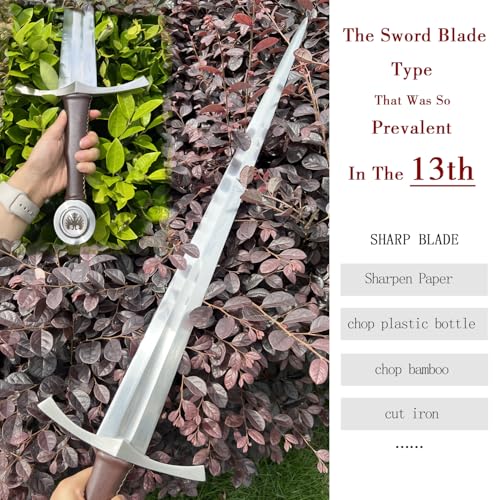 41.5\" Hand-Forged European Sword 1060 High Carbon Steel Sharpened Blade Full Tang|304 Brushed Stainless Steel Fittings|Historical Collectible/Training/Medieval Decor