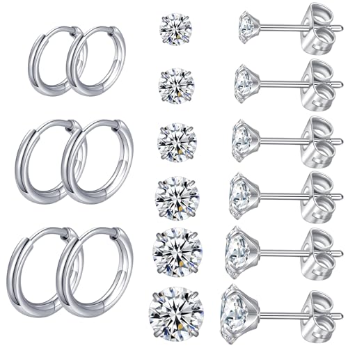 🌟✦ Materiale di alta qualità ✦316L acciaio inossidabile, questi orecchini sono orecchini ipoallergenici e adatti a quasi tutte le orecchie sensibili. Gli orecchini da donna con 5A+ rotondo brillante pietre Cubic Zirconia che brillano e brillano, e chiusure a farfalla in argento sterling per tenere le orecchie correttamente e impedire loro di cadere fuori. Riceverai un sacco di complimenti per averli indossati e li amerai.