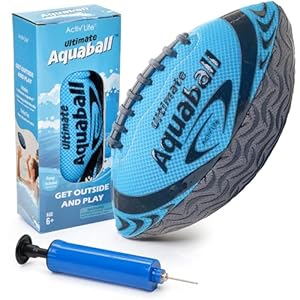 Activ Life 2 Pack Water Football for Pool, Beach, Outdoor, 9.5-inch Waterproof Pool Toys for Kids, Heavy-Duty Water Ball, Double Lacing for Easy Grip, Lake Toys for Sports & Family Games